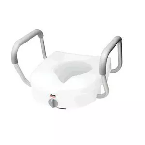Carex Health B30400 - E-Z Lock Raised Toilet Seat with Armrests 5"