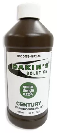 Century Pharmaceuticals 436067216 - Wound Cleanser Dakin's Solution Quarter Strength 16 oz. Twist Cap Bottle NonSterile Antimicrobial