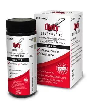 Clarity CLA-MAC- Clarity Visual Read only , Micro-Albumin Creatinine Strips , 25 Strips /Vial - Made in USA