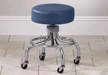 Clinton Industries Base Stool Chrome Series Backless Screw Adjustment 4 Casters Wedgewood - Each - 2102-3WW-EA