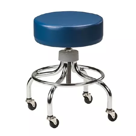 Clinton Industries Base Stool Chrome Series Backless Screw Adjustment Without Casters Royal Blue - Each - 2102-24-RB-EA