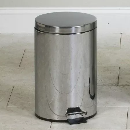 Clinton Industries Trash Can 13 Quart Round Silver Stainless Steel Step On - Each - TR-13S-EA
