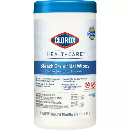 The Clorox Company Clorox Healthcare Surface Disinfectant Cleaner Premoistened Germicidal Manual Pull Wipe 150 Count Canister Floral Scent NonSterile - Pack of 1 - 30577-PK