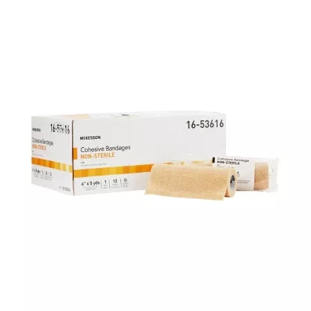 Cohesive Bandage McKesson 6 Inch X 5 Yard Self-adherent Closure Tan NonSterile Standard Compression- Default Title