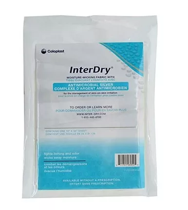 Coloplast 7915 - Silver Moisture Wicking Fabric InterDry 10 X 18 Inch Rectangle Sterile