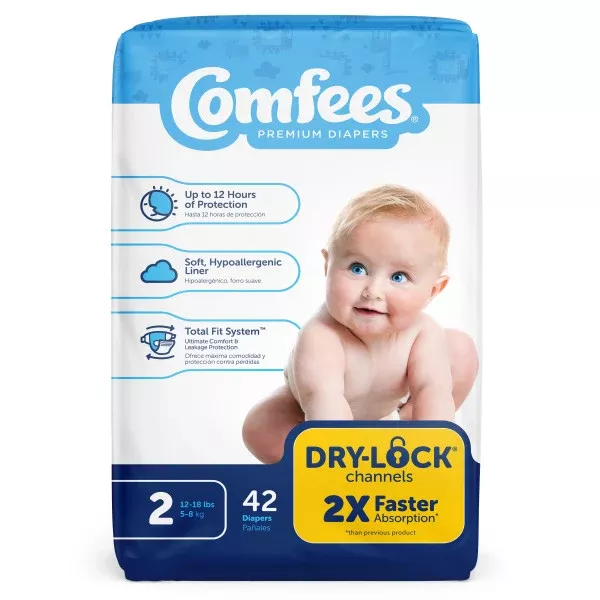 Comfees Baby Diapers, Size 2- Package of 42