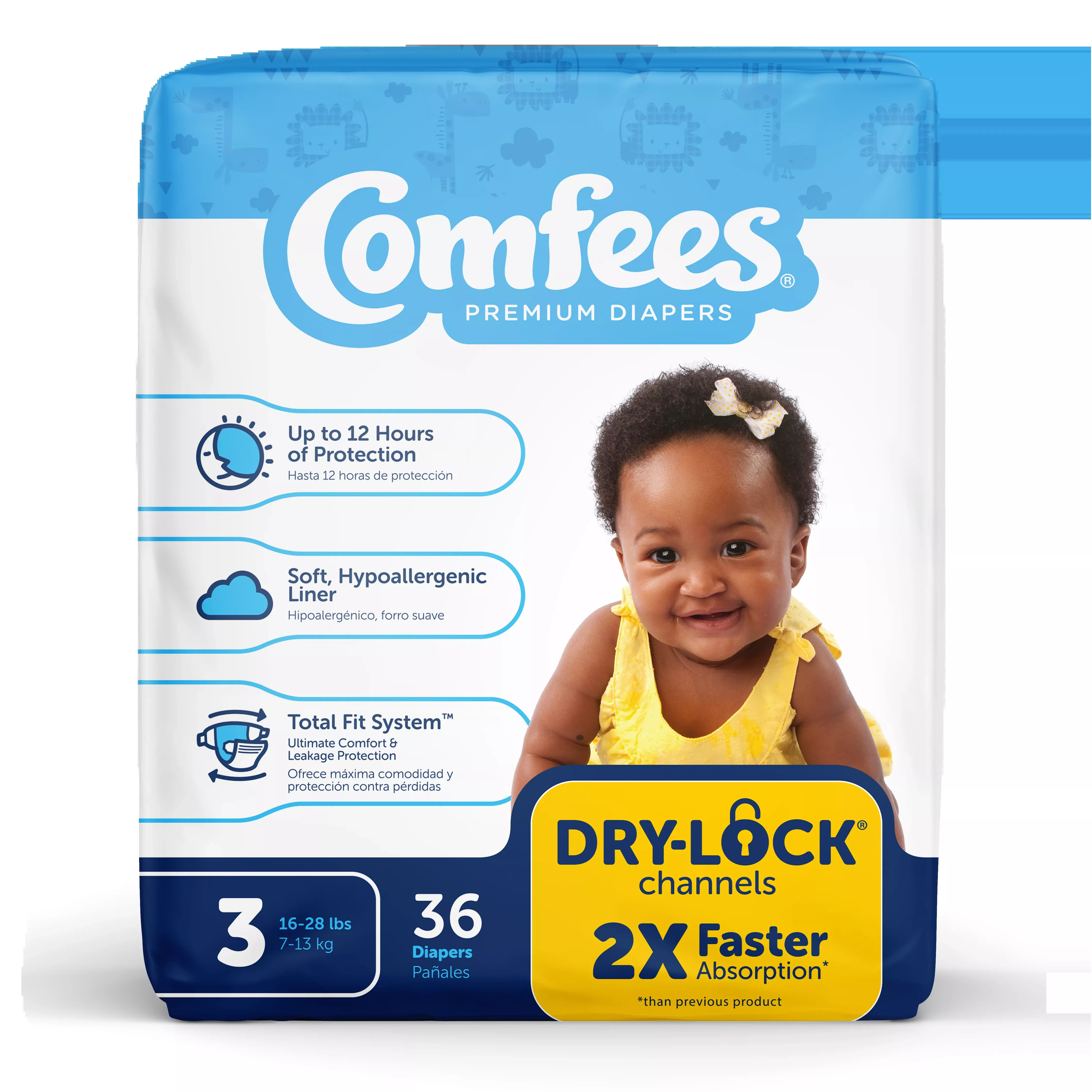 Comfees Baby Diapers, Size 3- Pack of 36