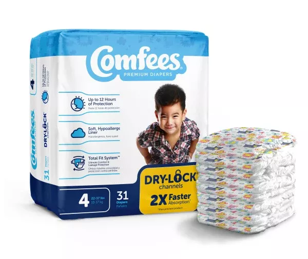 Comfees Baby Diapers, Size 4- Pack of 31