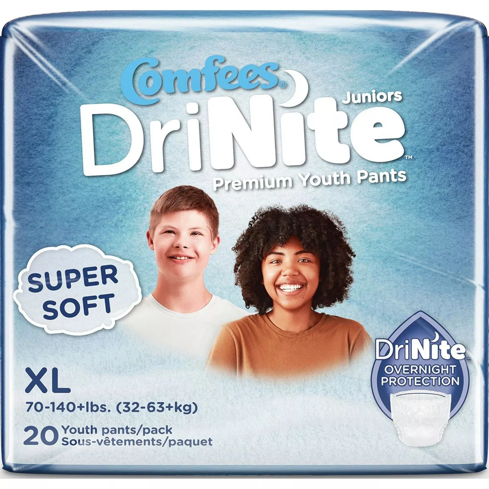 Comfees Juniors DriNite Premium Youth Pants X-Large- Package of 20