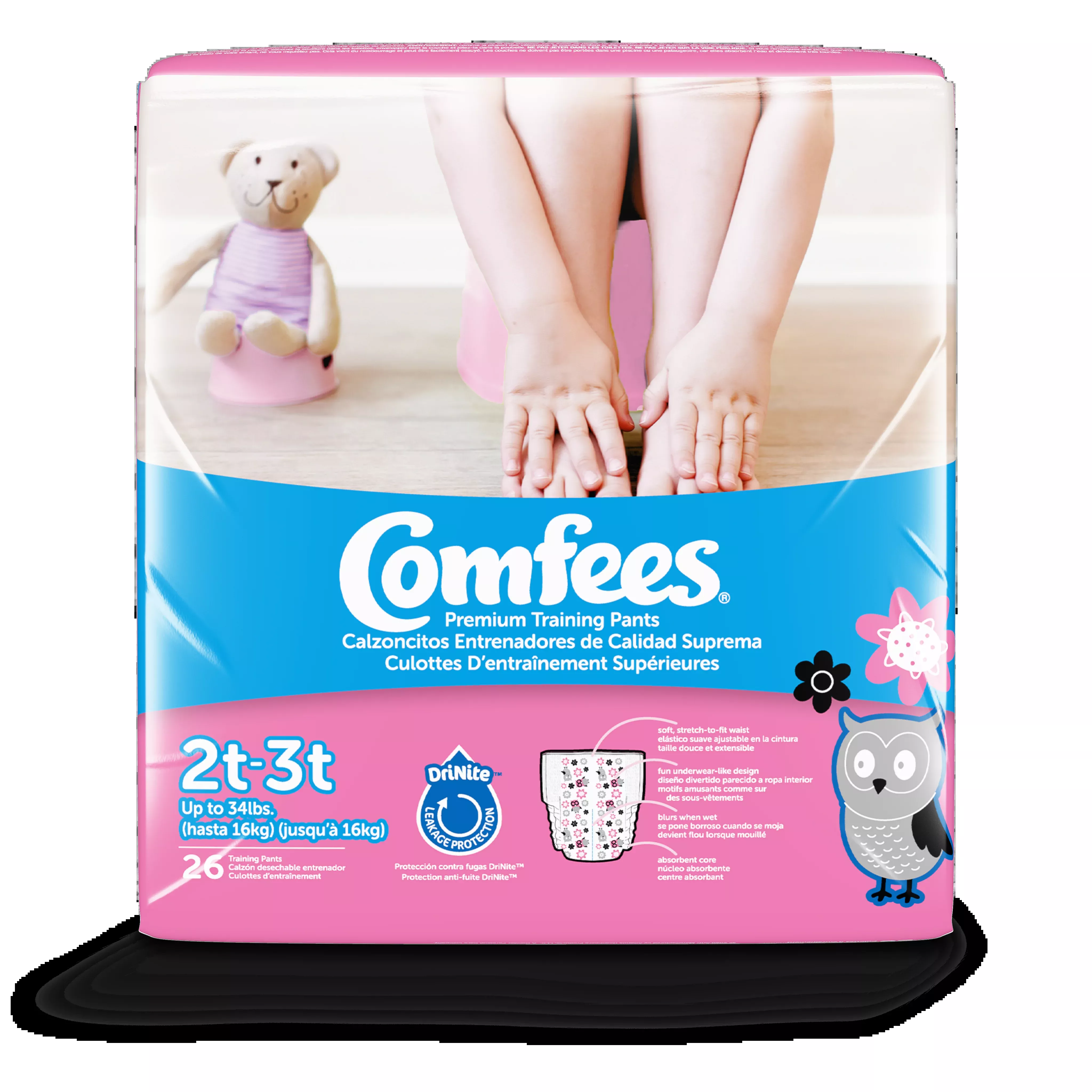 Comfees Training Pants Girls, 2T/3T- Package of 26