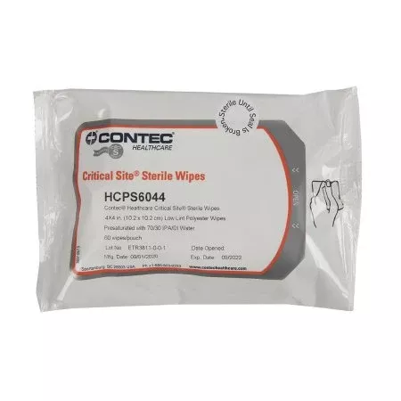 Contec Inc Contec Critical Site Surface Disinfectant Cleaner Premoistened Alcohol Based Manual Pull Wipe 60 Count Soft Pack Sterile - Bag of 4 - HCPS6044-BG