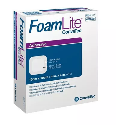 ConvaTec 421559 - Foam Dressing FoamLite™ 4 X 4 Inch Square Adhesive with Border Sterile