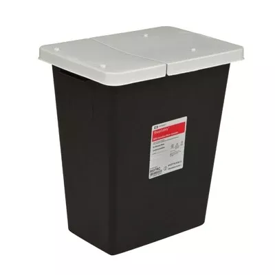 Covidien 18 Gallon Black SharpSafety Waste Container w/Hinged Lid, 8617RC- 1 Each
