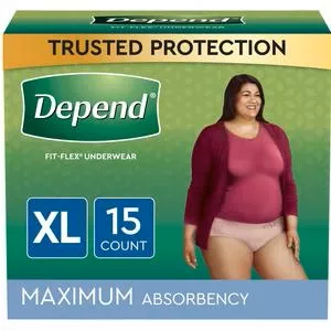 Depend Women's Fit-flex Max, Extra Large.- Pack(age) of 15