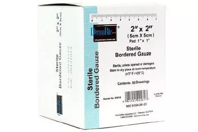Dermarite 00261E - Adhesive Dressing DermaRite Bordered Gauze 2 X 2 Inch Gauze Square White Sterile