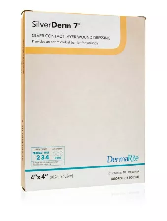 Dermarite 00550E - Silver Wound Contact Layer Dressing SilverDerm7 4 X 4 Inch Square Sterile