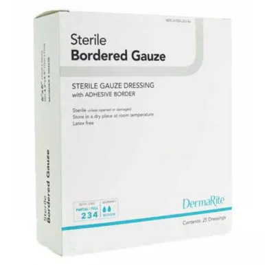 Dermarite 11450 - Adhesive Dressing DermaRite Bordered Gauze 4 X 5 Inch Gauze Rectangle White Sterile