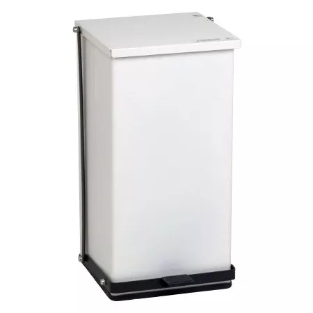 Detecto Scale Trash Can Detecto 48 Quart Square White Baked Epoxy Steel Step On - Each - P-48-EA
