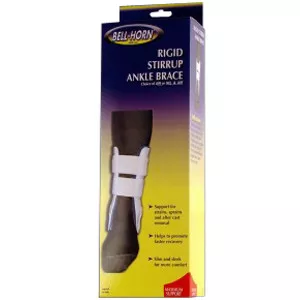 DJO 14000REG - Bell-Horn Rigid Stirrup Ankle Brace, Regular 9-1/2", White/Blue