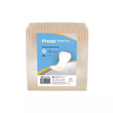 Drylock ILS21400 - Presto Shaped Pad, Maximum Absorbency, 14" Long