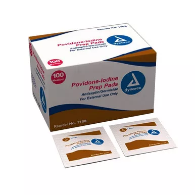 Dynarex 1108 - PVP Prep Pad Dynarex 10% Strength Povidone-Iodine Individual Packet Medium NonSterile
