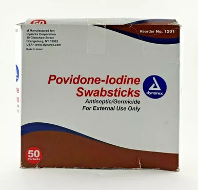 Dynarex 1202 - Povidone Iodine Swabstick, 3's Style