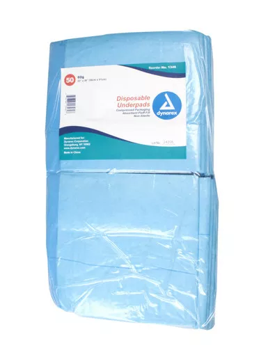 Dynarex 1346 - Disposable Underpad Dynarex 23 X 36 Inch Fluff Light Absorbency