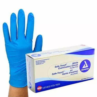 Dynarex 2514 - Safe-Touch Nitrile Exam Gloves, Blue, Extra Large, 100 count