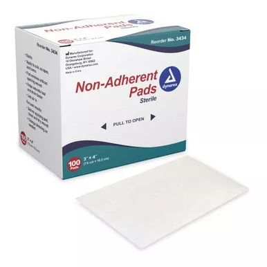 Dynarex 3434 - Non-Adherent Dressing Dynarex Viscose / Polyester / Polyethylene 3 X 4 Inch Sterile