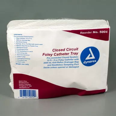 Dynarex 5004 - Closed Circuit, Closed System Foley Catheter Tray, 12 FR