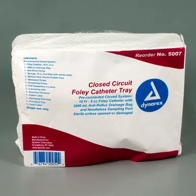 Dynarex 5007 - Closed Circuit, Closed System Foley Catheter Tray, 18 FR