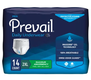 First Quality PUM-517 - Prevail Underwear For Men 2X-Large 64" - 80", Maximum Absorbency