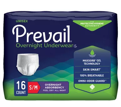 First Quality PVX-512 - Prevail Unisex Overnight Underwear, Small/Medium 34" x 46", Replaces Items FQPMX512 & FQPWX512.