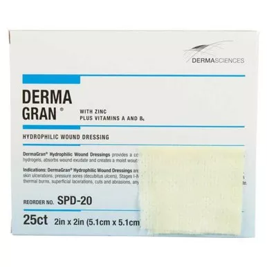 Gentell SPD-20 - Hydrophilic Wound Dressing DermagranB 2 X 2 Inch