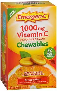 Glaxo Consumer Products 76314032450 - Vitamin C Supplement Emergen-C Ascorbic Acid 1,000 mg Strength Chewable Tablet 40 per Box Orange Flavor