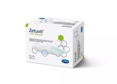 Hartmann 413116 - Zetuvit Plus Silicone Non Border Superabsorbent Dressing, 4" x 8"