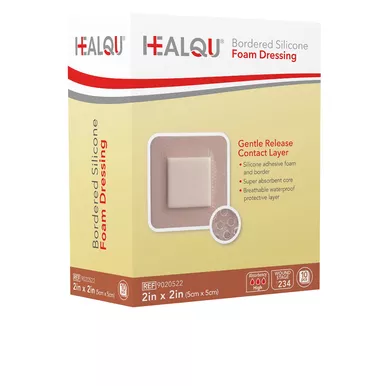 Healqu 9020522 - HEALQU Bordered Silicone Foam Dressing (2 x 2)