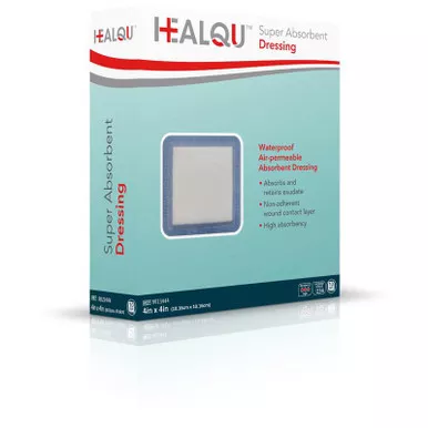 Healqu 9023444 - Healqu Super Absorbent Adhesive Dressing 4x4