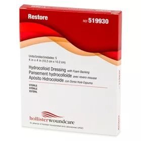 Hollister 519935 - Restore Hydrocolloid Dressing with Foam Backing, 8" x 8"