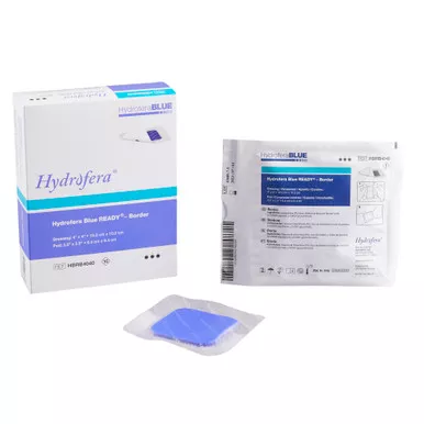 Hydrofera HBRB5959 - Hydrofera Blue Ready Border Antibacterial Foam Dressing with Silicone Border, 5.9" x 5.9"