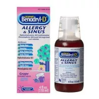 J&J 17005 - Benadryl-D Allergy & Sinus Liquid, Grape, 4 fl oz