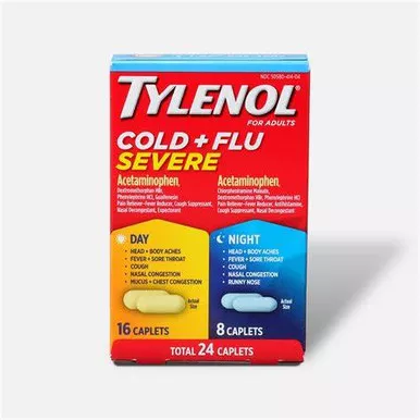 J&J 55024 - Cold + Flu Severe Day/Night Caplets 24 ct.