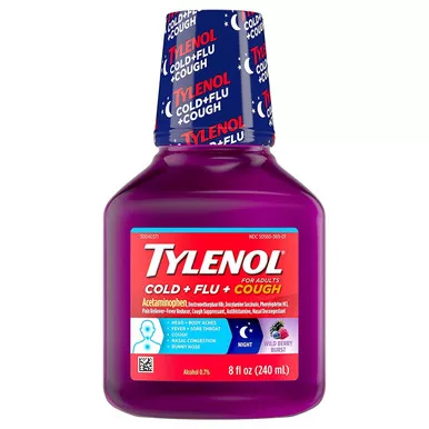 J&J 56208 - Cold + Flu+ Cough Night Wild Berry Liquid 8 fl oz