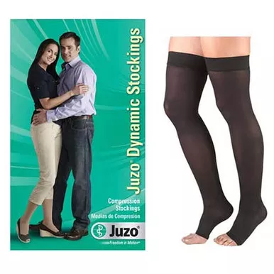 Juzo 3511AGSB102 - Dynamic Thigh-High with Silicone Border, 20-30, Open, Black, Size 2