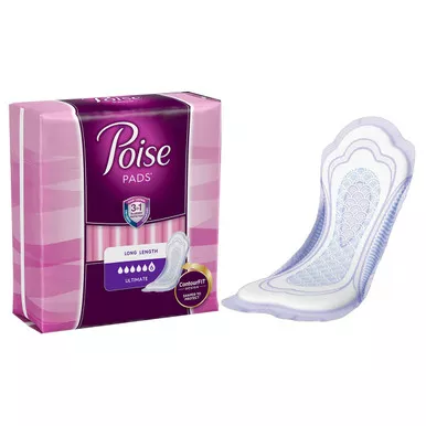 Kimberly Clark 34104 - Bladder Control Pad Poise 15.9 Inch Length Heavy Absorbency Absorb-Loc Core One Size Fits Most Adult Female Disposable
