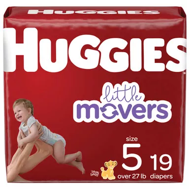 Kimberly Clark 49680 - Huggies Little Movers Diapers, Size 5, Jumbo Pack