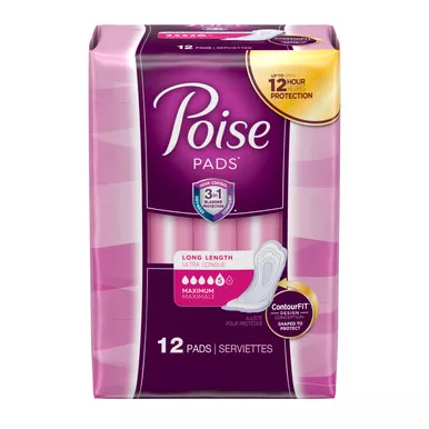 Kimberly Clark 51508 - Poise Maximum Long Pads, 14.06" Long