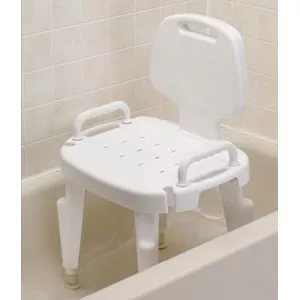 Maddak 727142121 - Bath Bench Maddak Removable Arm Plastic Frame With Backrest 17 Inch Seat Width