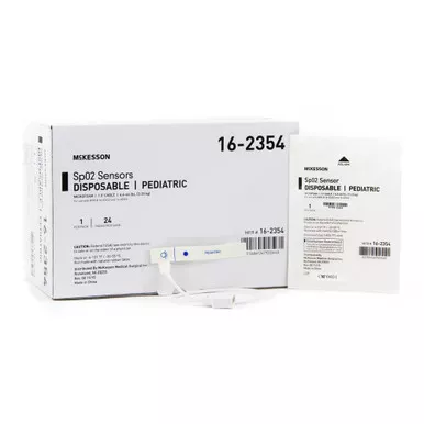 McKesson 16-2354 - SpO2 Sensor McKesson Finger Pediatric Single Patient Use 1-1/2 Foot Cord