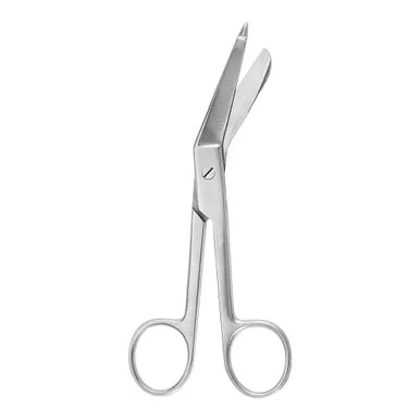 McKesson 43-1-226 - Bandage Scissors McKesson Argent™ Lister 4-1/2 Inch Length OR / Surgical Grade Stainless Steel NonSterile Finger Ring Handle Angled Blunt Tip / Blunt Tip